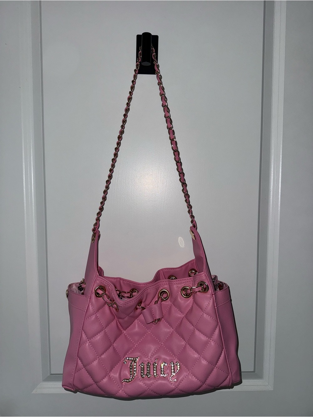 Juicy Couture Pink Quilted Chain-Detail Shoulder Bag